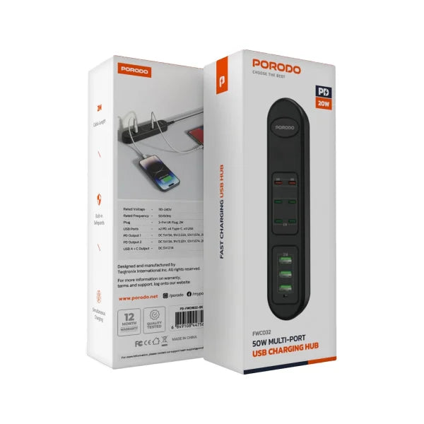 Porodo 50W Multi-Port USB Charging HUB